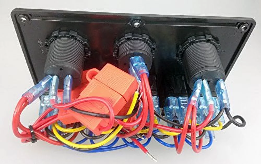 Pactrade Marine Car RV Boat 6 Gang Blue LED Rocker Switch Panel USB Voltmeter