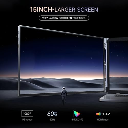 Oiiwak 16inch Triple Portable Monitor for Laptop, Aluminum Alloy 1200P Tri-Screen Monitor Extender with HDMI & USB-C Ports,Compatible with Mac & Windows 15-17.3