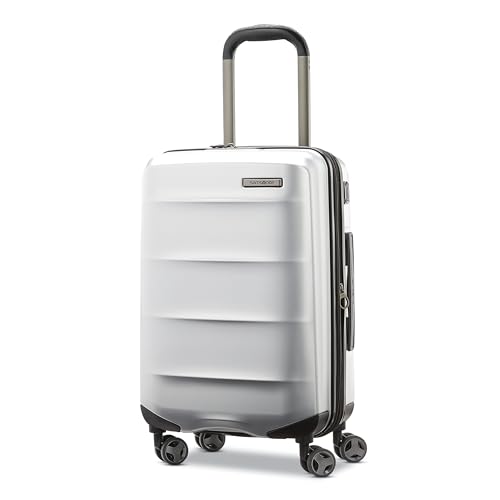 Samsonite Carry-On Pro Front Pocket Hardside Expandable 21-Inch Octiv Luggage: Durable & Impact Resistant, 360° Aero Trac Spinner Wheels, Adjustable Telescopic Handle, TSA Approved Lock - Silver