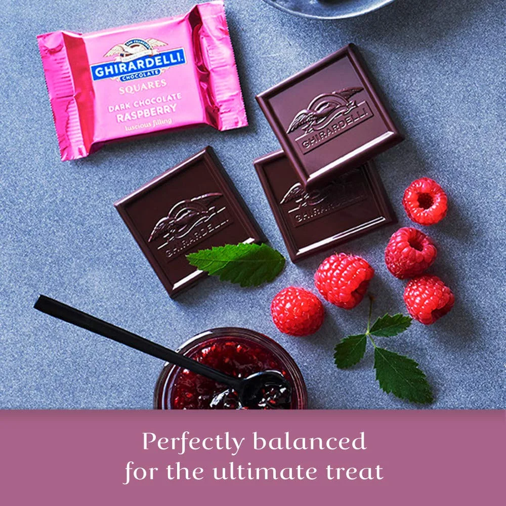 GHIRARDELLI Dark Chocolate Raspberry Squares, 5.32 Oz Bag (Pack of 6)