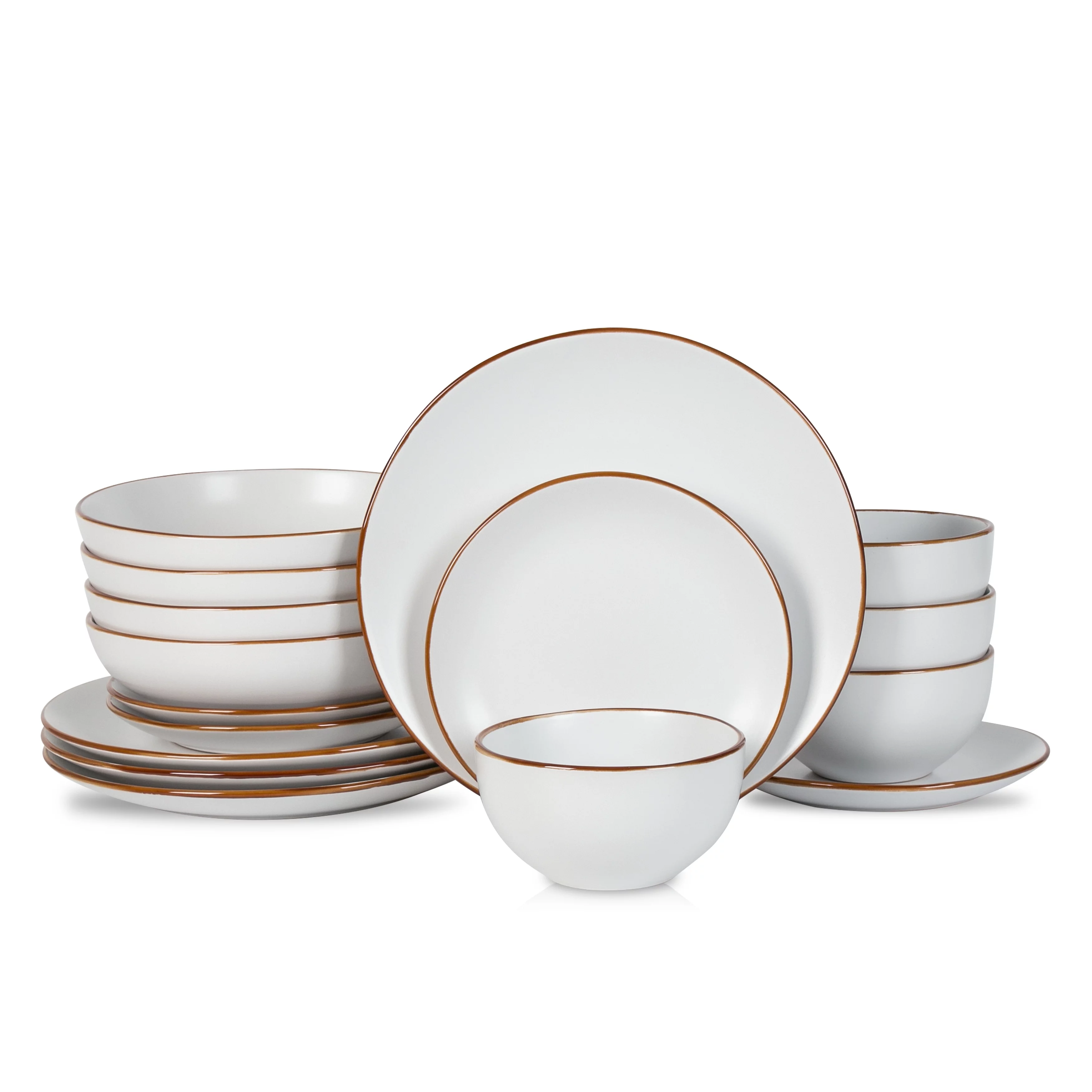 Stone + Lain Brasa Stoneware Collection Dinnerware Set, 16-Piece Service for 4, White