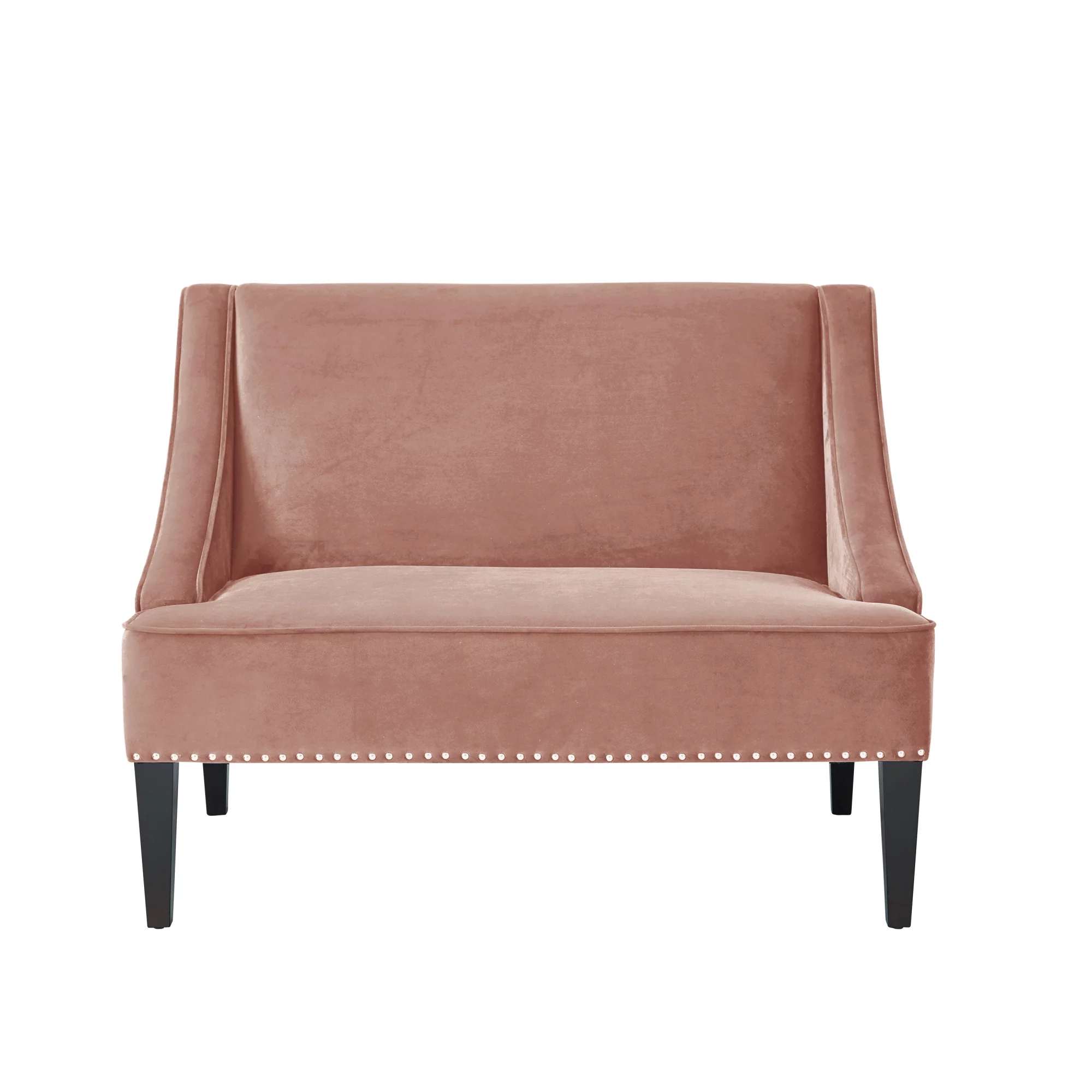 Inspired Home Rayna Blush Velvet Bench - Upholstered | Swoop Arm
