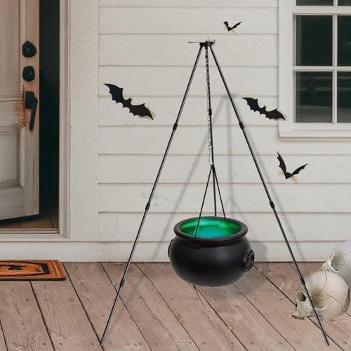 Halloween Decor Outdoor - Large Witches Cauldron on Tripod with LED Light Yard Home Porch Decorations Hocus Pocus Candy Bowl (Fogger)