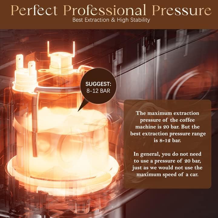 Espresso Machine 20 Bar, Milk Frother Steam Wand, 60oz (1.8 Liters) Water Tank, 1350W for Home Barista Espresso Latte Macchiato and Cappuccino Maker