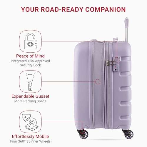 SwissGear 7366 Hardside Expandable Luggage with Spinner Wheels, White, Carry-On 19-Inch