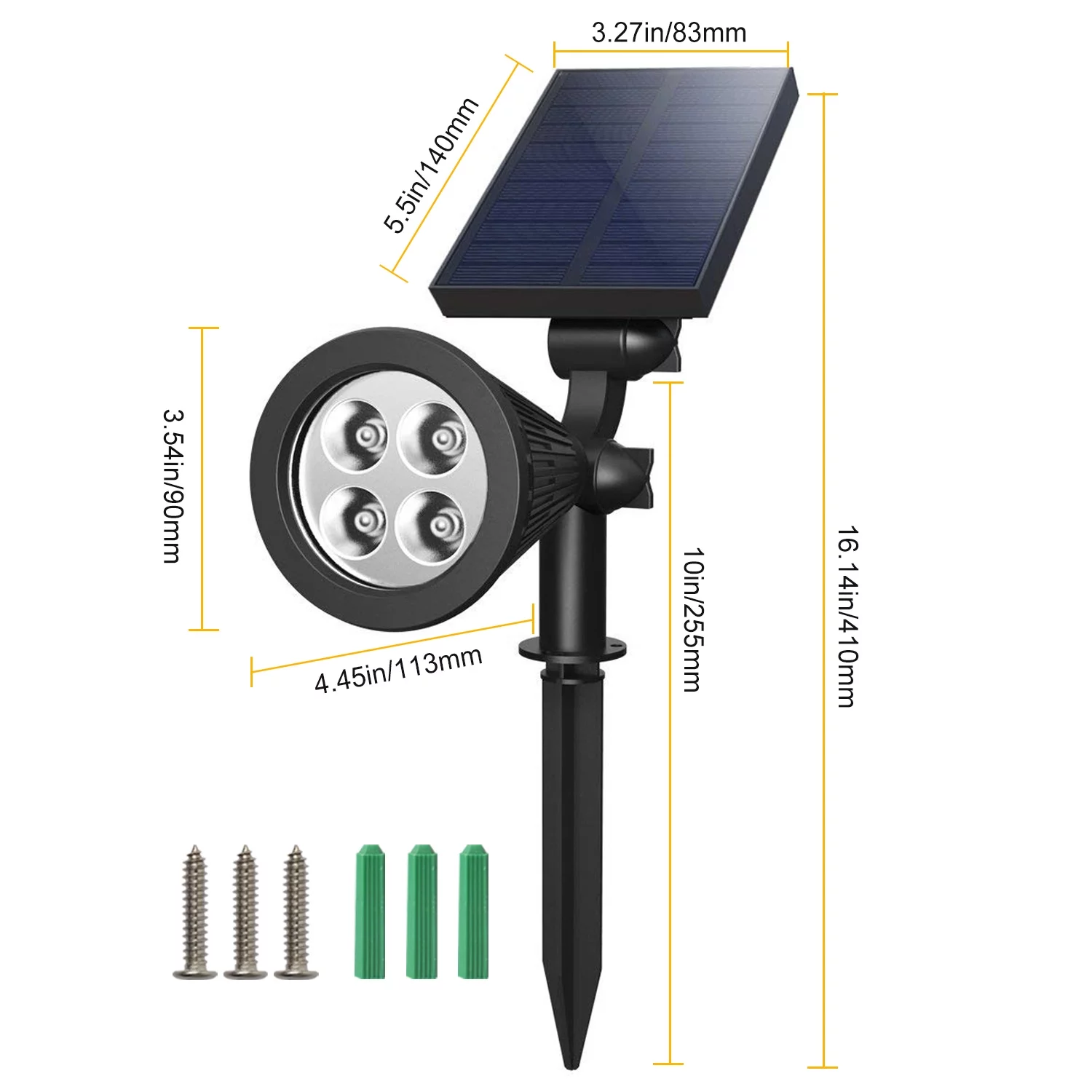 iMounTEK 4Pcs Solar Spotlight, Outdoor Dusk To Dawn Light, Waterproof Wall Path Lawn Garden Lamp