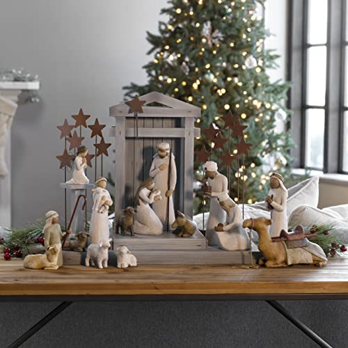 Willow Tree Nativity Deluxe plus Metal Stars and Angel, 18-piece set