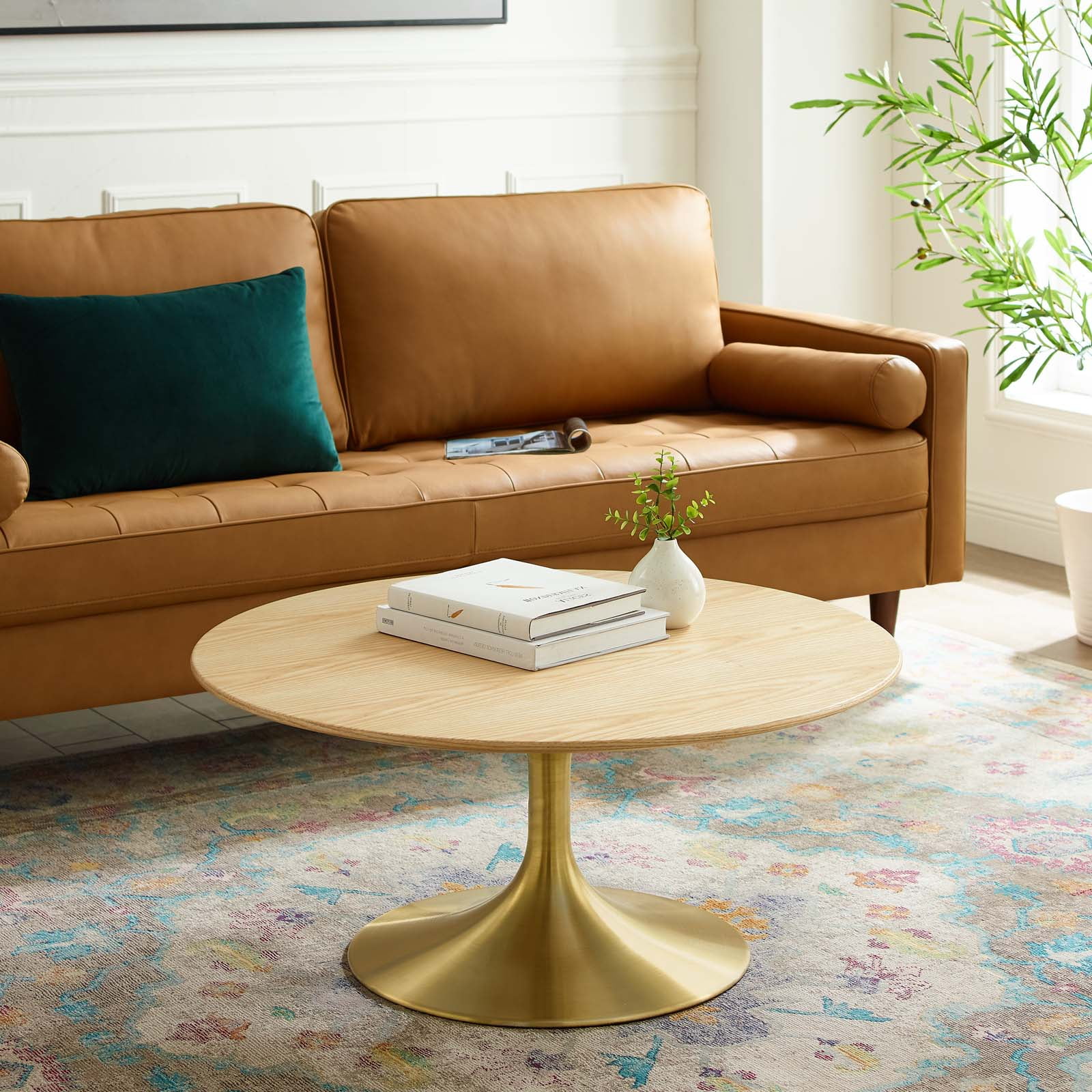 Coffee Table, Round, Wood, Metal Steel, Gold Brown Natural, Modern Contemporary Urban Design, Living Lounge Room Hotel Lobby Hospitality