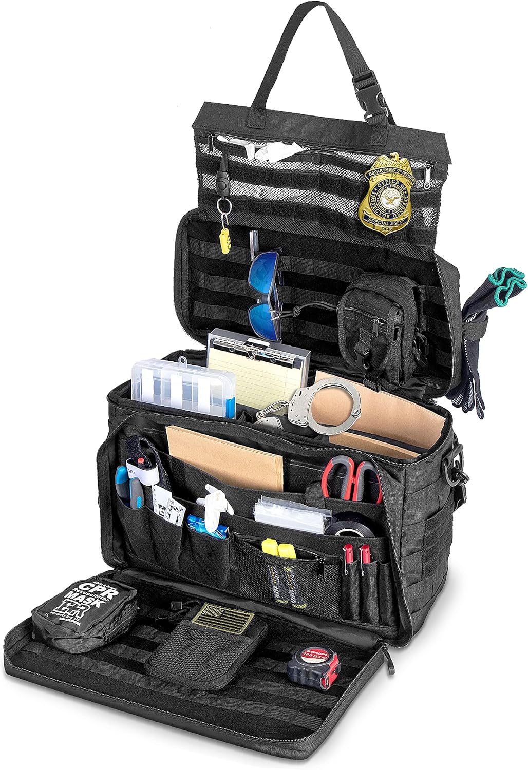 Patrol Bag for Law Enforcement - Police Gear Tactical Bag Car Seat Organizer, Range Bag & MOLLE Organizer With Tons of Storage and Comfort. Heavy Duty & Water Resistant. Space for Laptop.