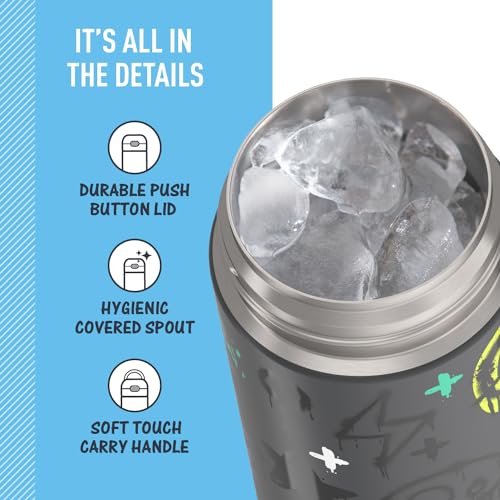 THERMOS FUNTAINER 16 Ounce Stainless Steel Vacuum Insulated Bottle with Wide Spout Lid, Apricot