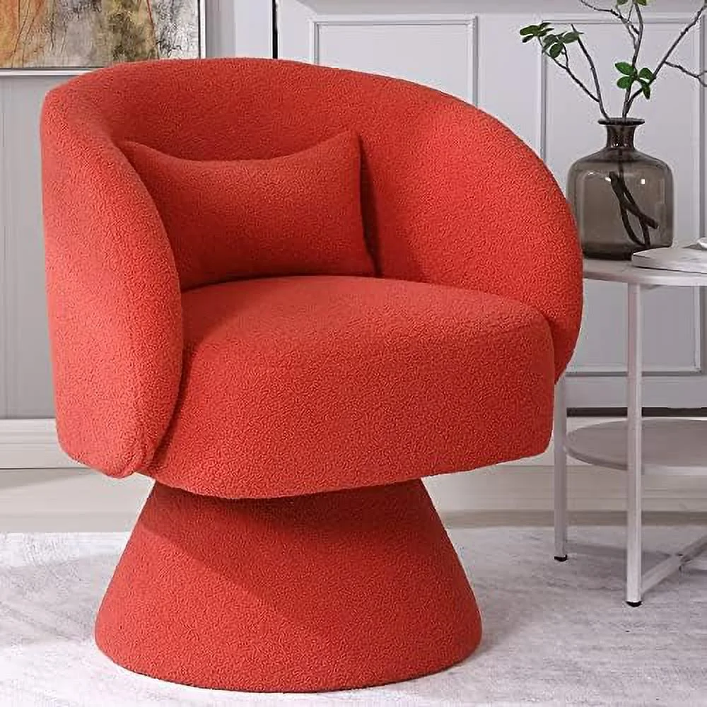 YZboomLife Swivel Barrel Chair Set of 2 Modern Round Swivel Accent Chairs with Pillow  Degree Comfy Linen Fabric Accent Chair Small Single Chair Armchair for Living Room Bedroom(Beige)