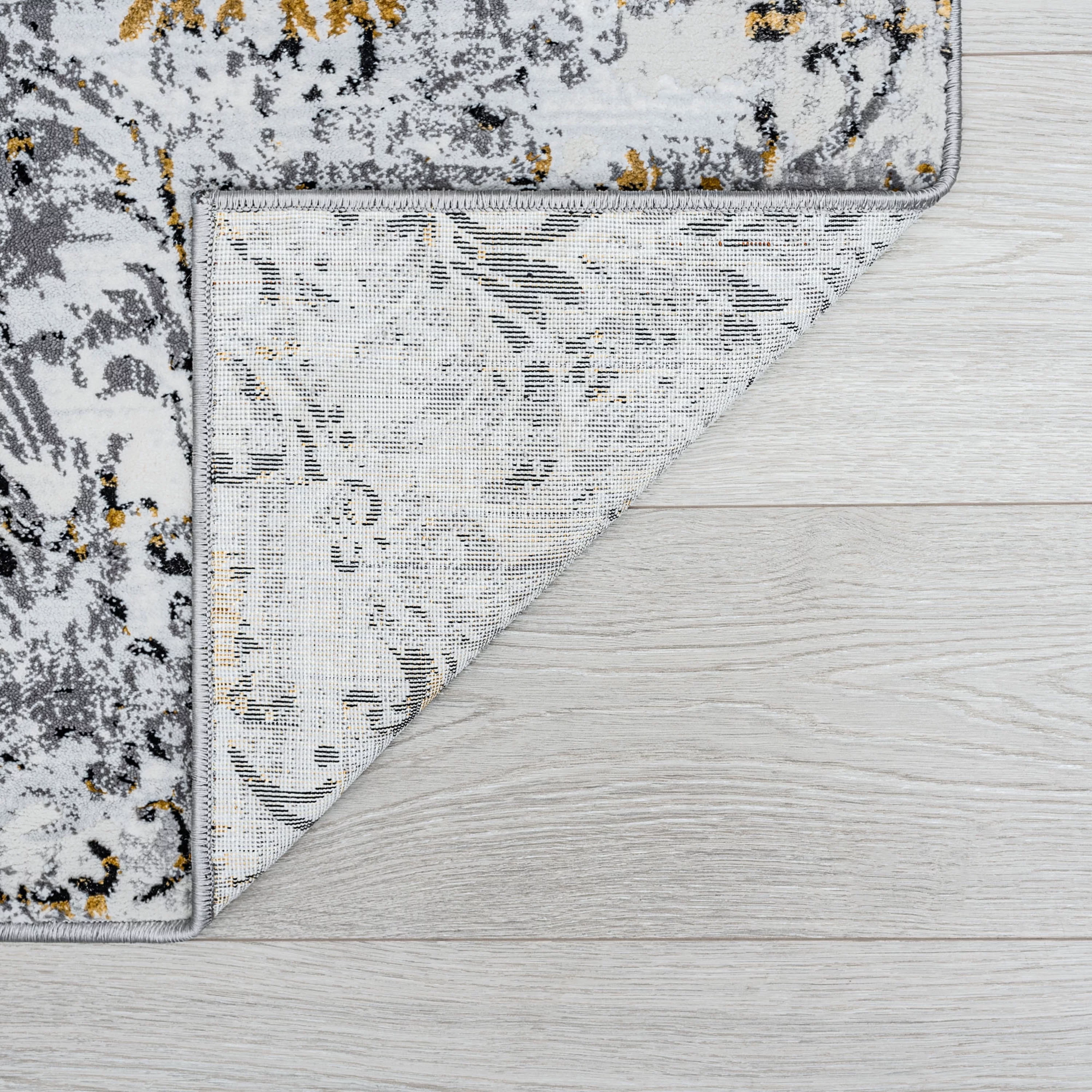 Transitional 5x7 Area Rug (5'3'' x 7'3'') Damask Yellow, Gray Living Room Easy to Clean