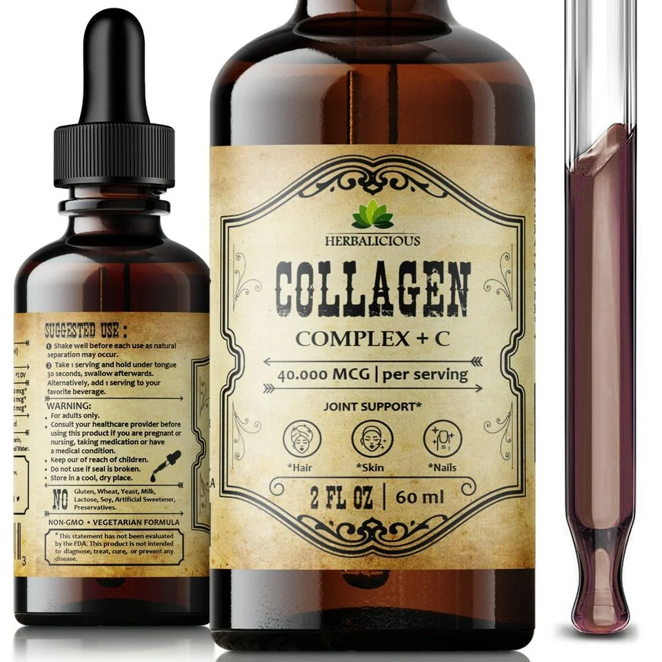 Hydrolyzed Collagen Fish Complex + C Liquid Collagen Supplement, 2oz For Hair, Skin, Nail