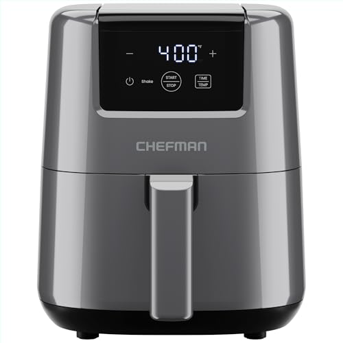 CHEFMAN 2 Qt Mini Air Fryer – Digital Space-Saving Compact Air Fryer with Nonstick and Dishwasher Safe Basket, Quick & Easy Meals in Minutes, Features Digital Timer and Shake Reminder – Black