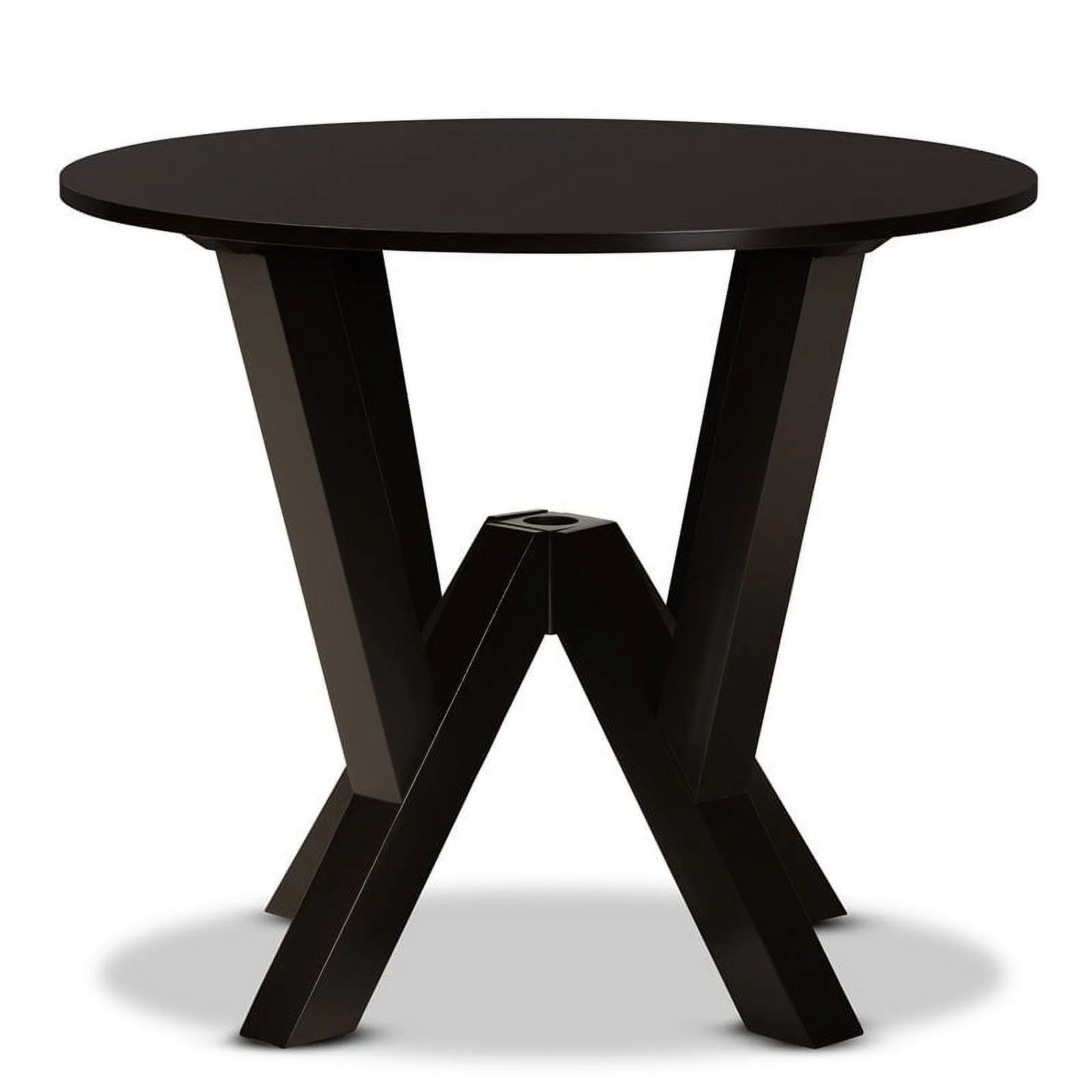 Bowery Hill Modern Dark Brown Finished 35-Inch-Wide Round Wood Dining Table