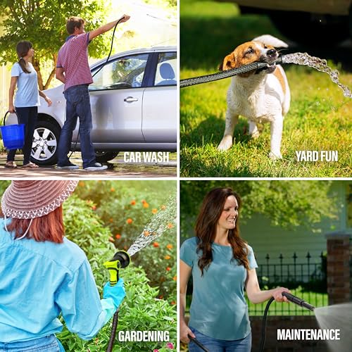 HYDROSTEEL 100 Ft Metal Garden Hose with Sprayer Nozzle, Indestructible 3-Layer Stainless Steel Heavy Duty Water Hose 100 Ft x 5/8 in. Kink Free Design Will Not Kink, Flexible, NON Expandable, 500 PSI