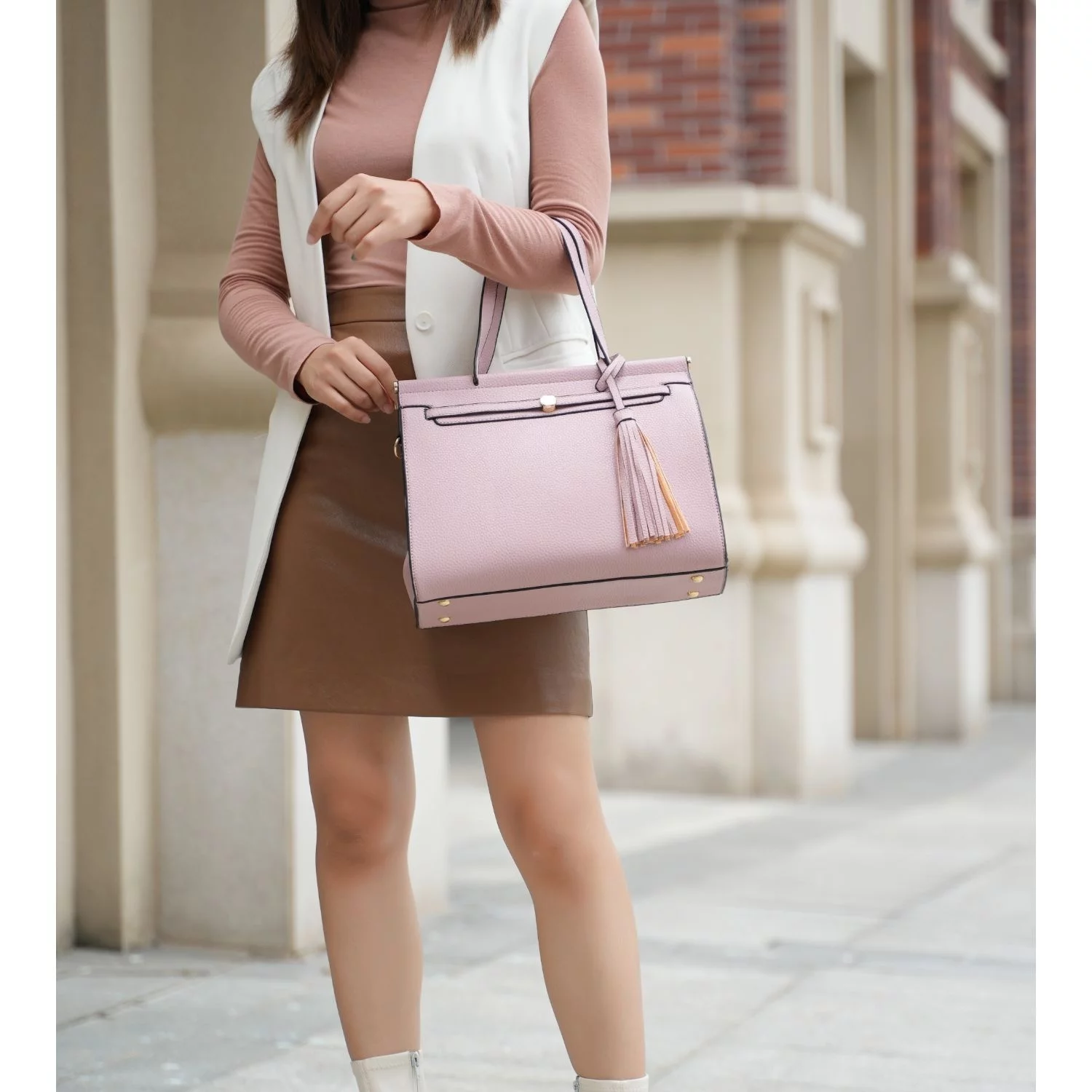 MKF Collection Shelby Vegan Leather Women's Satchel Handbag & Wallet 2-Piece Set by Mia K. - Black