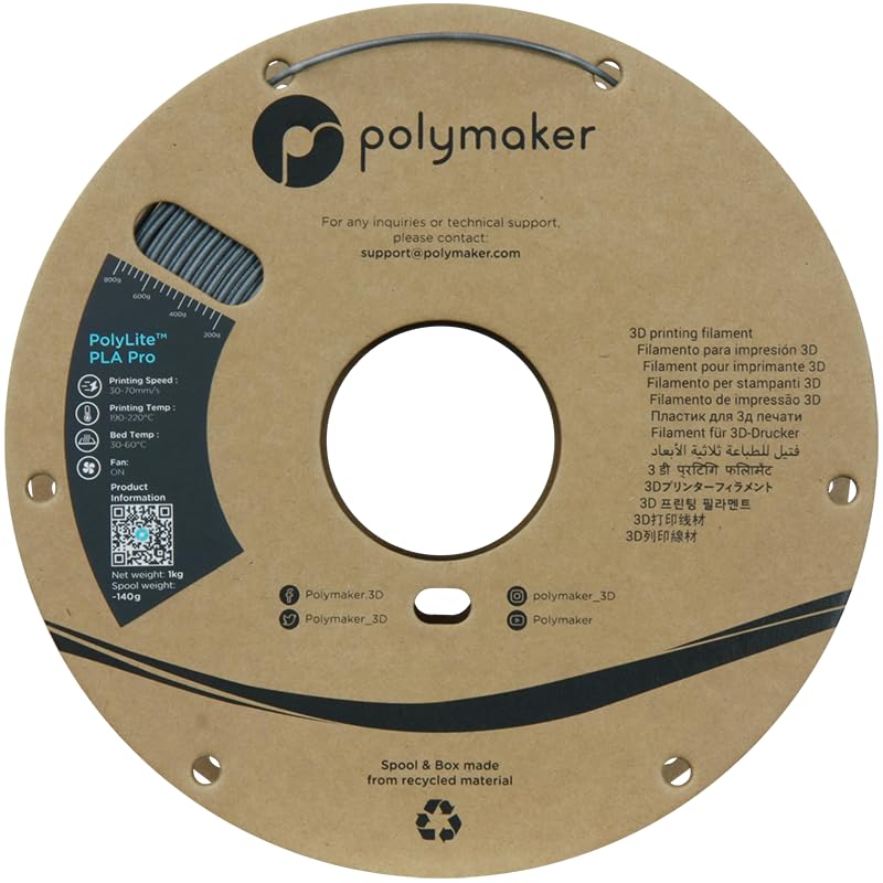 Polymaker PLA PRO Filament 1.75mm 1kg, Tough & High Rigidity White 3D Printing Filament, PolyLite PLA PRO 3D Printer Filament 1.75mm, Print with Most 3D Printers
