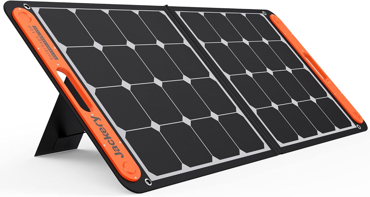 Jackery SolarSaga 100W Portable Solar Panel for Explorer 240/300/500/1000/1500 Power Station, Foldable US Solar Cell Solar Charger with USB Outputs for Phones (Can't Charge Explorer 440/ PowerPro)