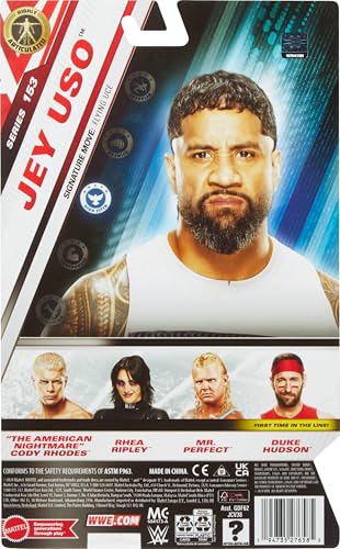 Mattel WWE Jey USO Action Figure, Main Event Series #153 6-inch Collectible with 10 Articulation Points & Life-Like Look