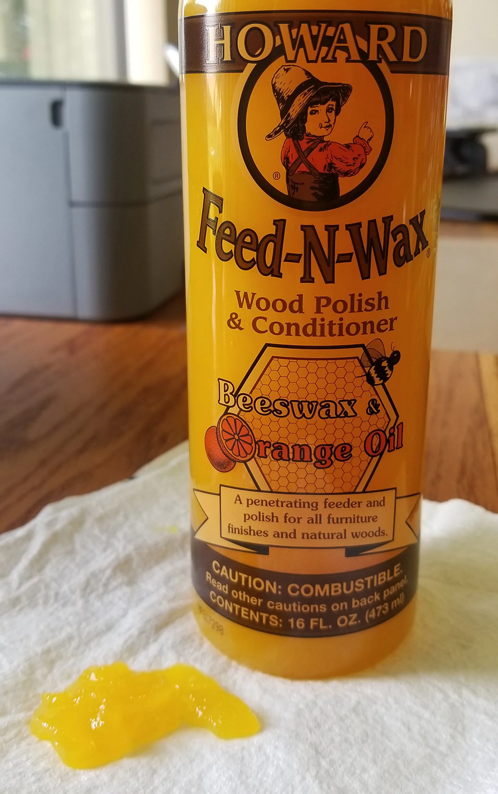 Howard Products FW0016 Wood Polish  Conditioner, 16 oz, orange, 16 Fl Oz