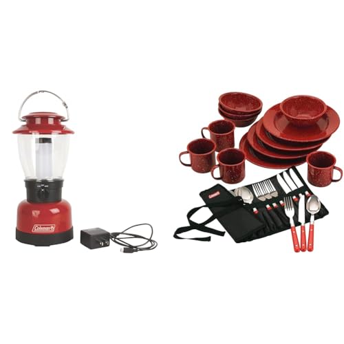 Coleman Classic Rechargeable 400 Lumens LED Lantern, Water-Resistant Lantern with USB Charging Port and Carry Handle, Great for Camping, Power Outage, Emergencies, & Home Use