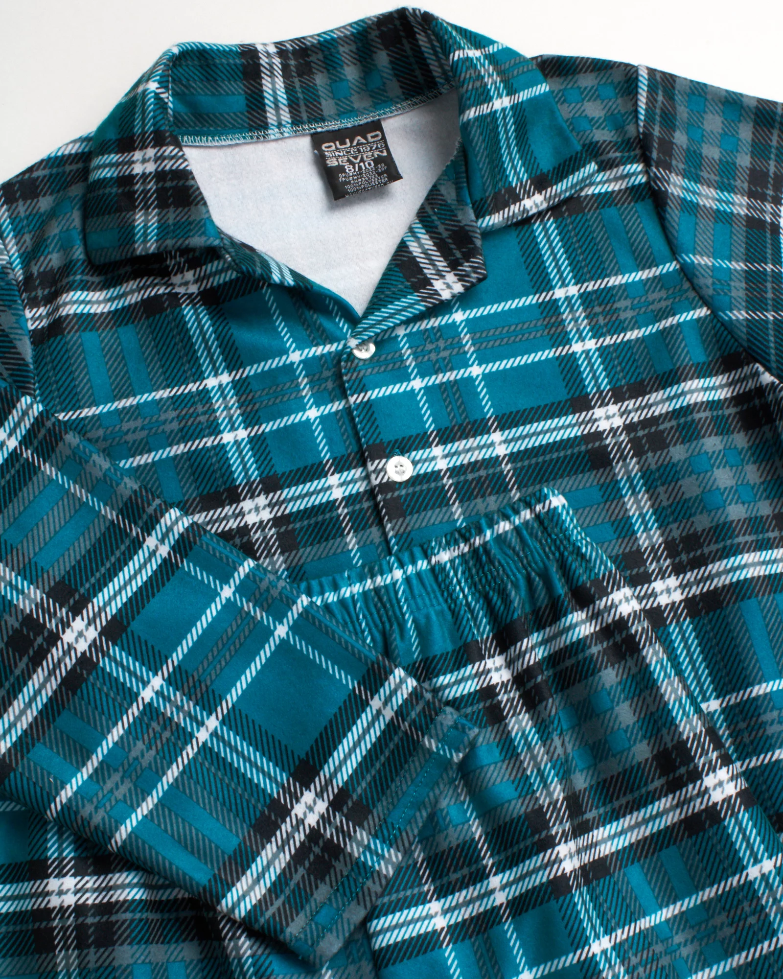 Quad Seven Boy's Flannel Fleece Pajamas - 4 Piece Long Sleeve Button Down Shirt and Pants Set (4-18)