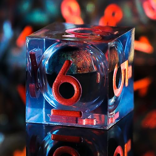 DND Dice Set Floating Pupil Dragon Eye Resin Sharp Edge Dice 7 Piec Handmade D&D Dice for Polyhedral Dungeons and Dragons Ttrpg Pathfinder RPG DND Roleplaying with Gift Box