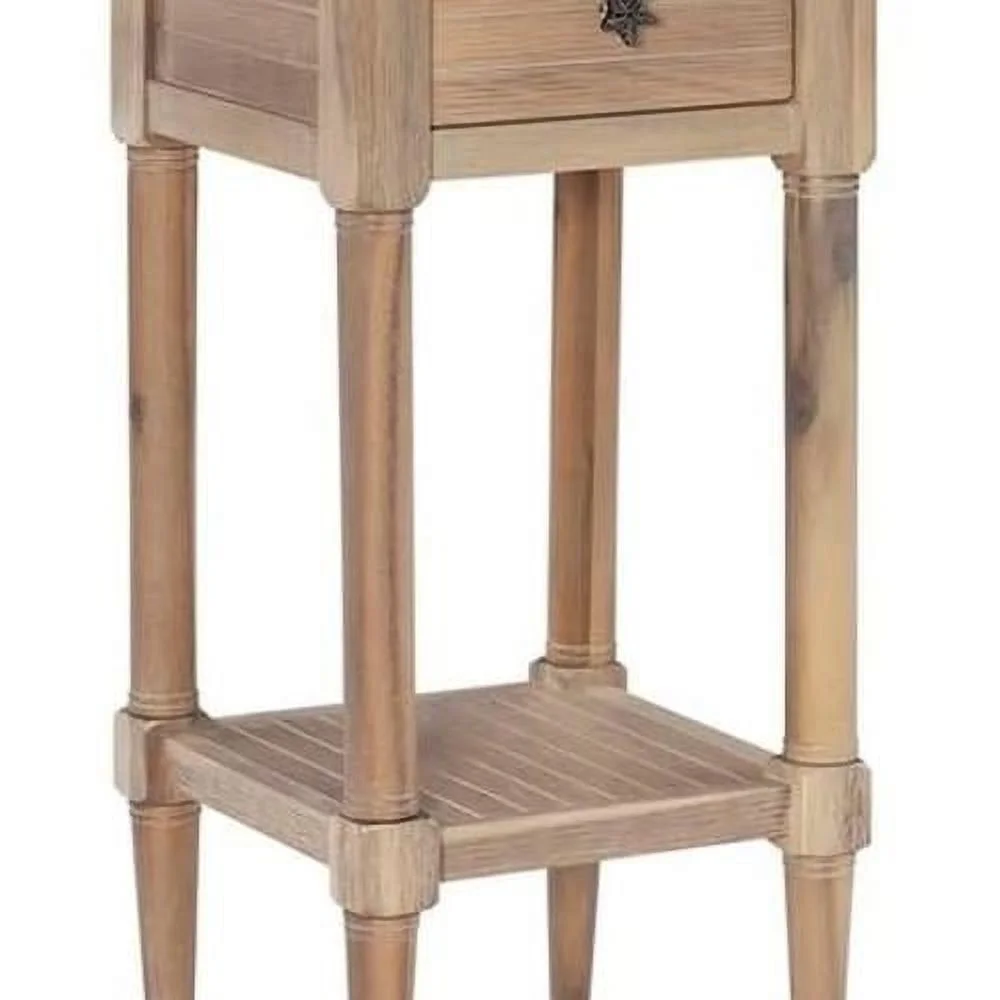 Wood Accent Starfish Coastal Side Table In Natural - Set Of 2