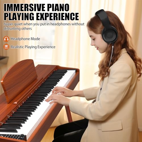 Ktaxon Digital Piano 88-Key Weighted Action Electric Piano with 3-Pedal Unit, Double Bluetooth, Split/Touch/Transpose Control Functions(Black)