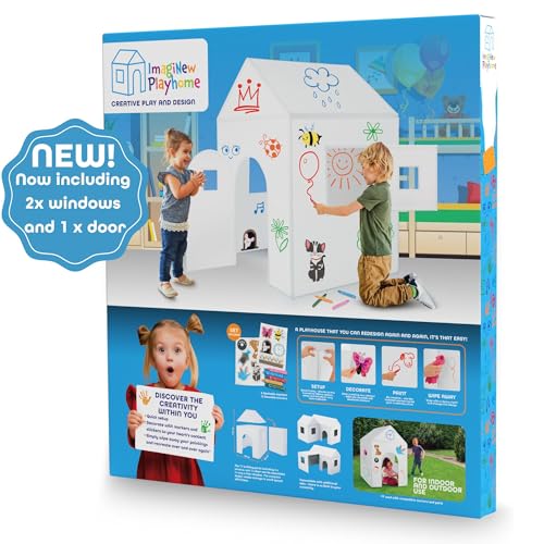 The Washable Playhouse for Kids - Paint Again and Again - ImagiNew Playhome with Working Door and Windows Indoor & Outdoor Backyard - Toddlers Art & Craft playset Outside Activity Play House Toys