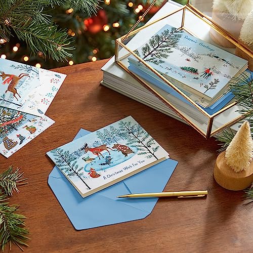 Hallmark Rustic Woodland Boxed Christmas Card Assortment (24 Cards and Envelopes) Moose, Deer, Raccoons, Snowmen, Geese, Foxes