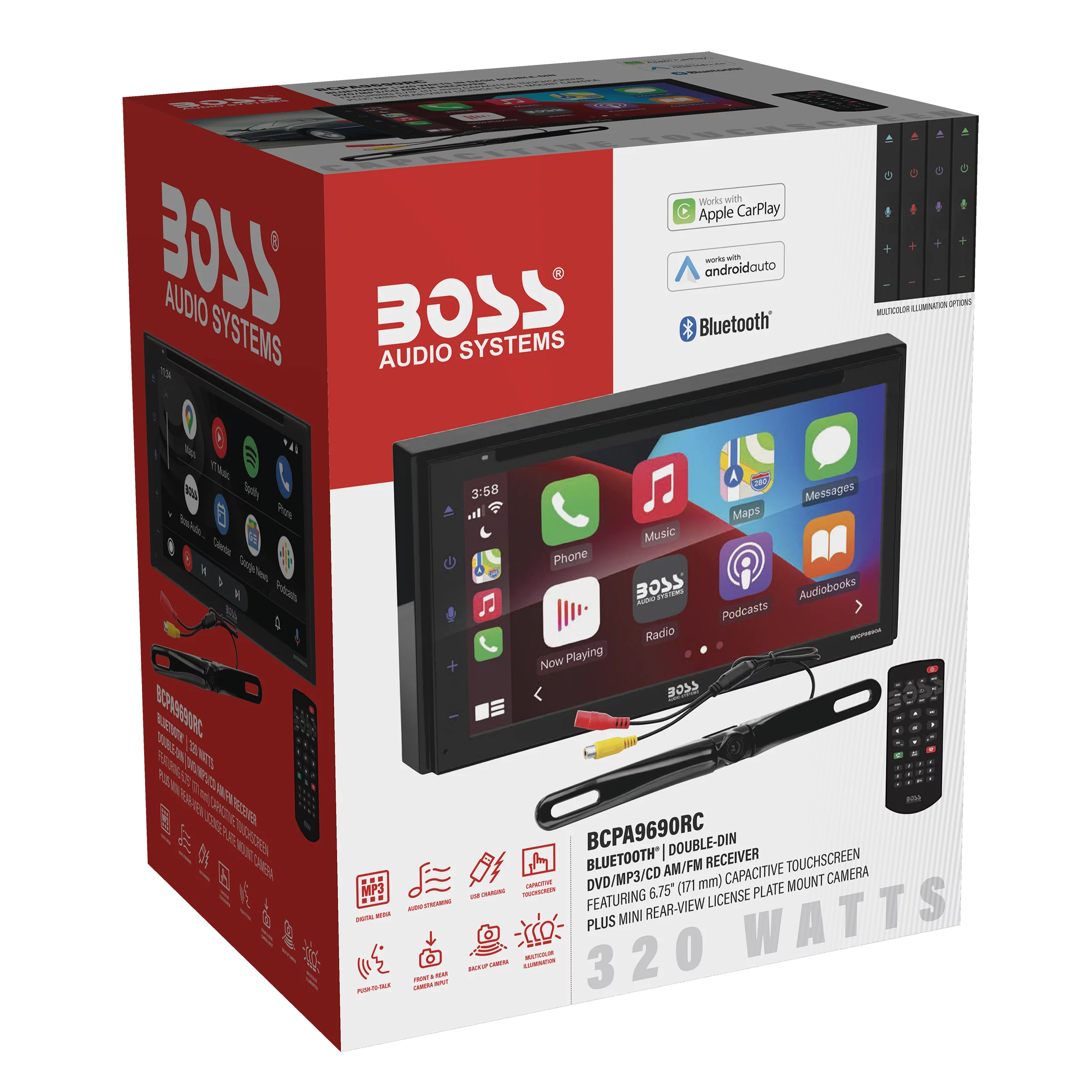 BOSS Audio Systems BCPA9690RC 6.75” Apple CarPlay Android Auto Car DVD Player