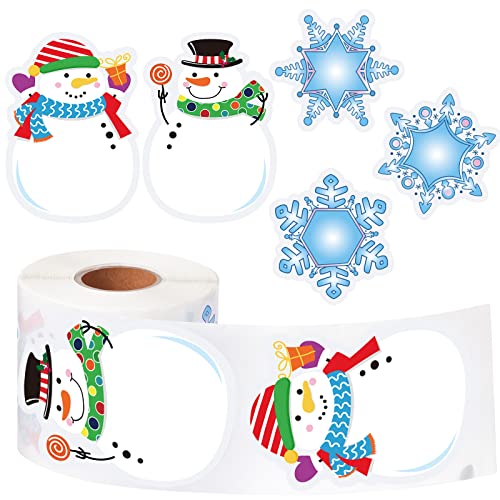300 Pcs Christmas Stickers Decorations Xmas Snowmen Snowflake Roll Stickers Decals Christmas Tags Self Adhesive Sticker Present Craft Wrapping Stickers for Kids Winter Christmas Birthday Party Favors