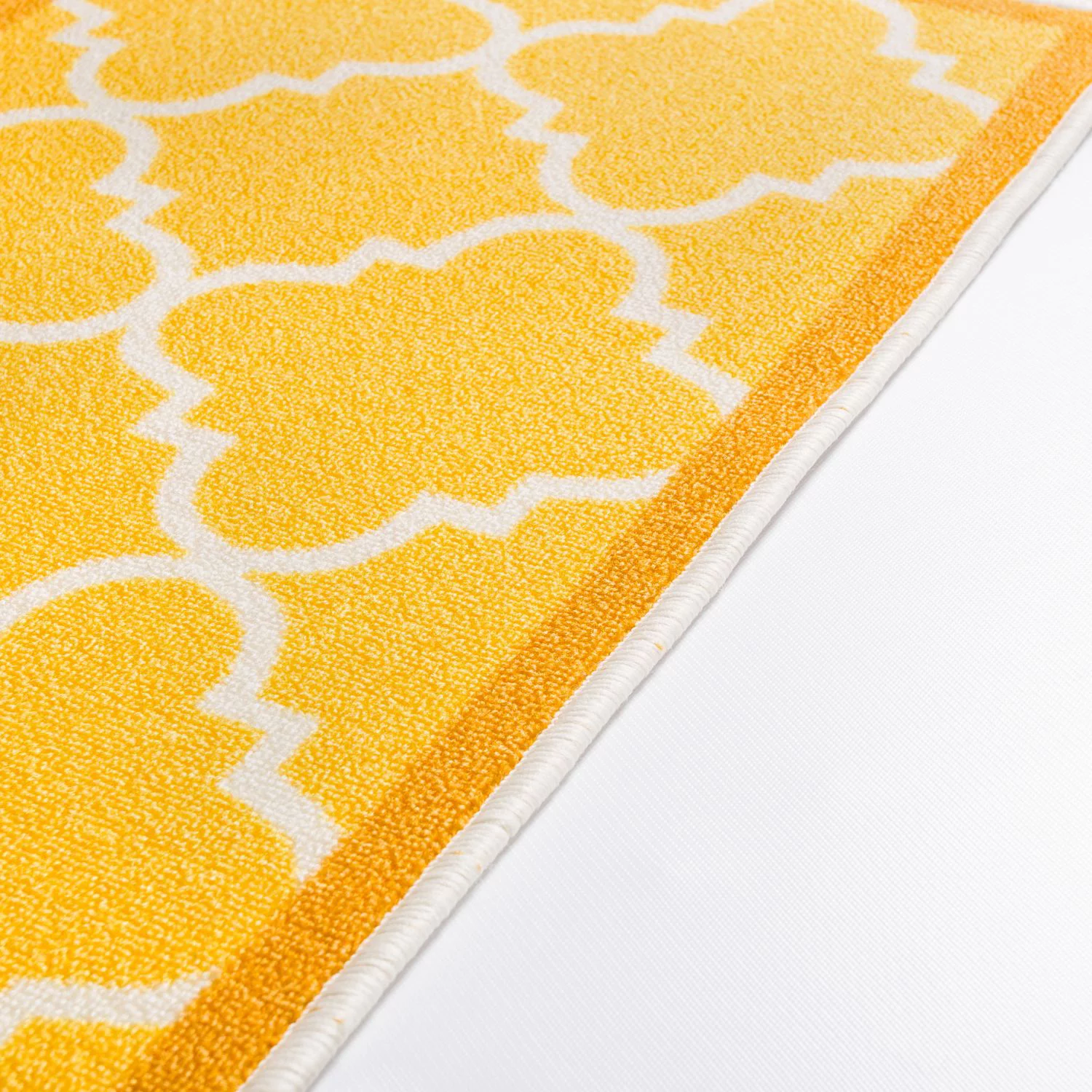 Well Woven 2' x 7' Runner Non-Slip Moroccan Trellis Low Yellow Rug