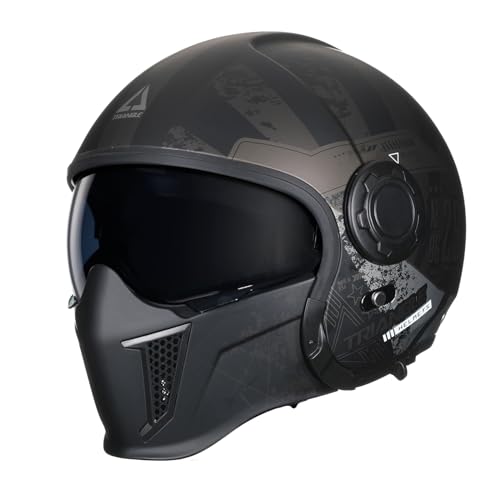 TRIANGLE Open Face Motorcycle Helmet 3/4 Half for Men with Extra Clear Visor Cruiser Scooter Street Bike DOT Approved Unisex-Adult