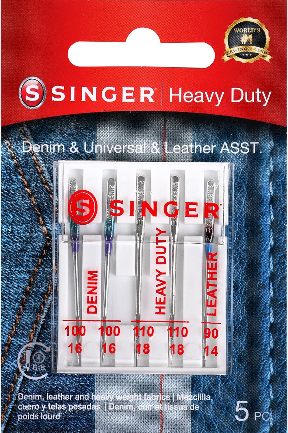 SINGER Sewing 4432 Heavy Duty Extra-High Speed Sewing Machine with Metal Frame and Stainless Steel Bedplate & Universal Heavy Duty Machine Needles -5/Pkg