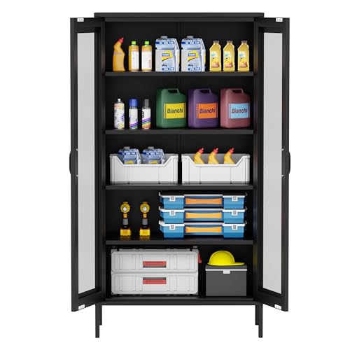 Metal Garage Storage Cabinet with Wheels ，Lockable Rolling Tool Chest on Wheels, Utility Cabinet for Home, Office, Garage and Workshop(Black)
