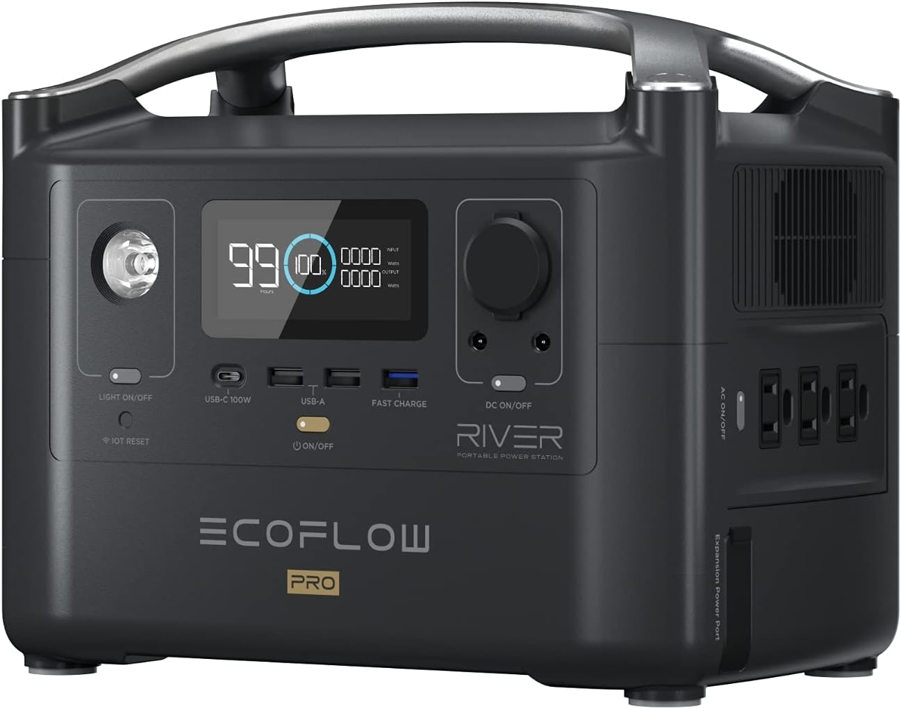 EF ECOFLOW RIVER Pro Portable Power Station 720Wh, Power Multiple Devices, Recharge 0-80% Within 1 Hour, for Camping, RV, Outdoors, Off-Grid