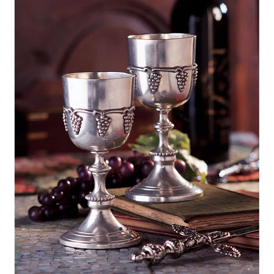 Design Toscano Italian Grape Harvest Pewter Goblets: Set of Two