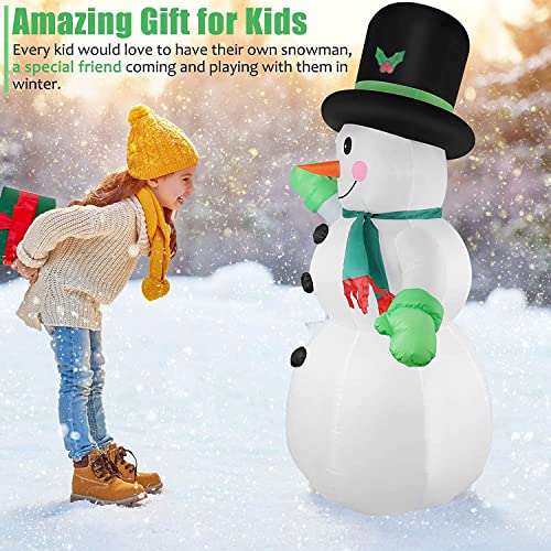 7 FT Christmas Inflatable Santa Claus with Green Gift Bag, Blow up Santa Claus Built-in LED Lights, Xmas Inflatable Indoor Outdoor Decoration for Yard Patio Garden Lawn Vacation Holiday Party Home