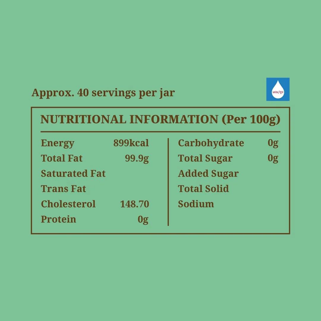 Courtyard Farms Goat Milk Ghee - 100% Natural I Grass Fed I Traditional I 200 Gram Glass Bottle Jar