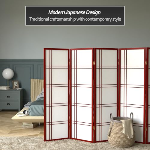 Oriental Furniture 5 ft. Tall Double Cross Shoji Screen - Natural - 4 Panels