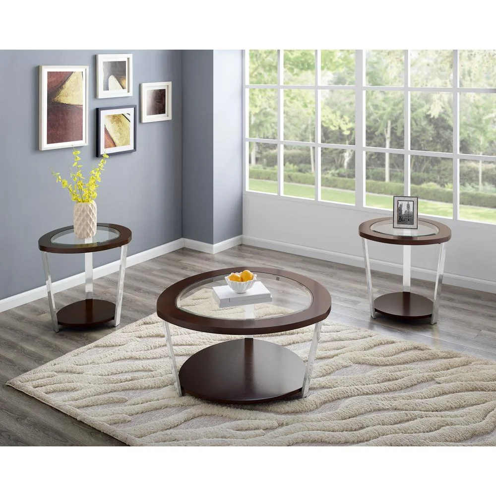 Steve Silver Duncan Espresso Finished Wood and Metal End Table