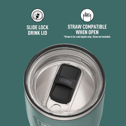 THERMOS ICON SERIES, Stainless Steel Cold Tumbler with Slide Lock, 24 Ounce, Sandstone