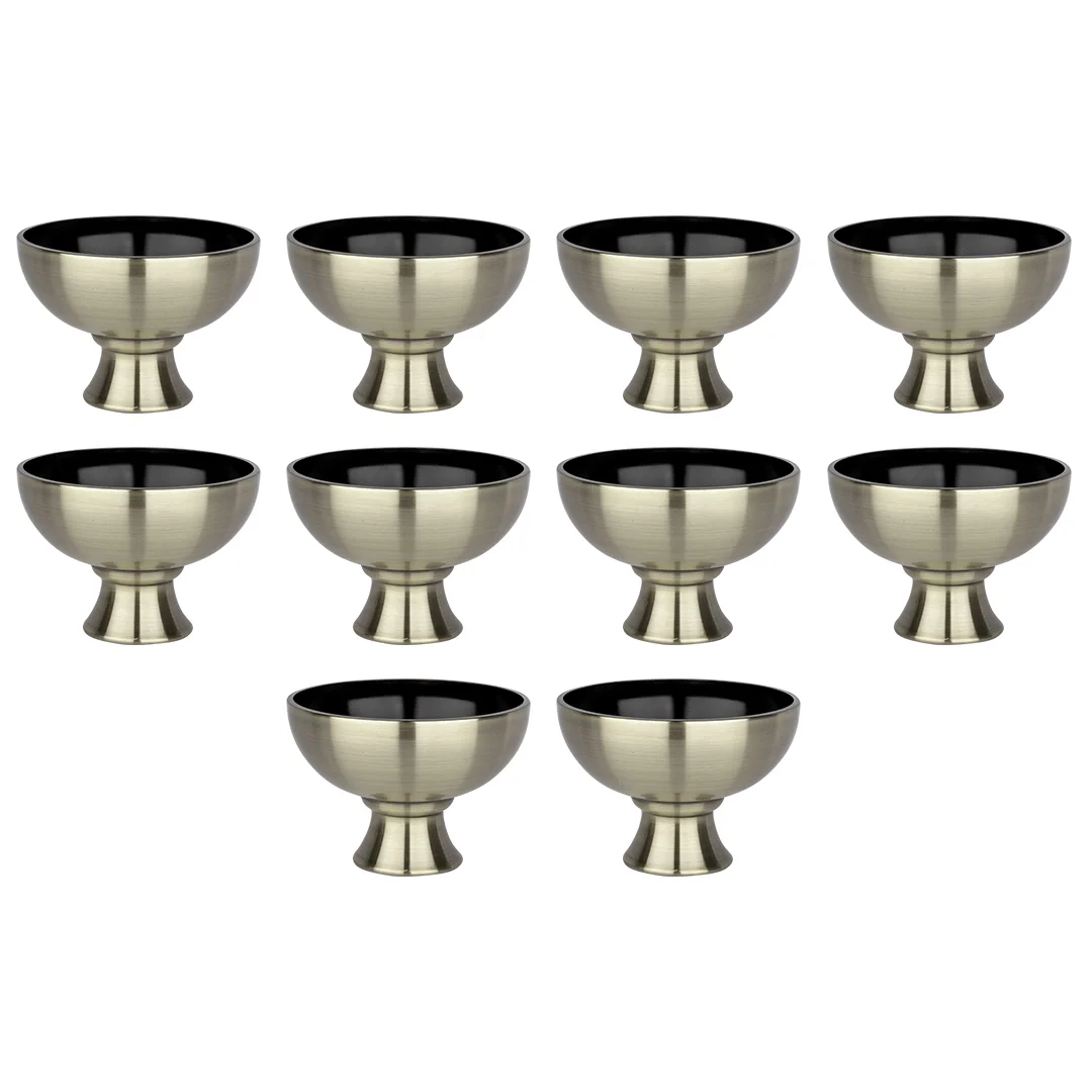 Koyal Wholesale Antique Brass Metal Compote Bowl, Elegant Wedding Decorative Bowl for Table Centerpiece, Set of 10