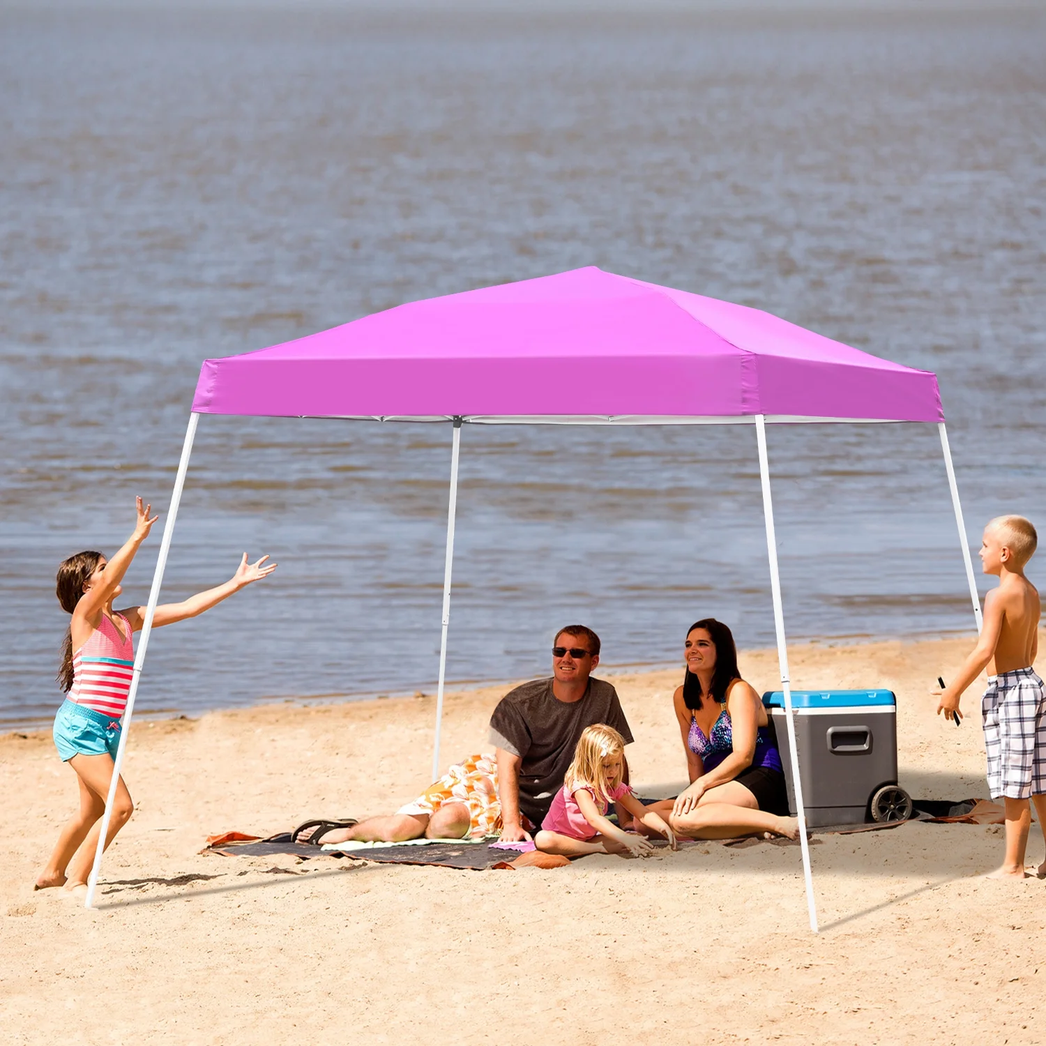 Outdoor Basic 10'x10' Pop Up Canopy Tent Party Wedding Folding Commercial Instant Shelter Sun Shade with Carring Bag, Pink