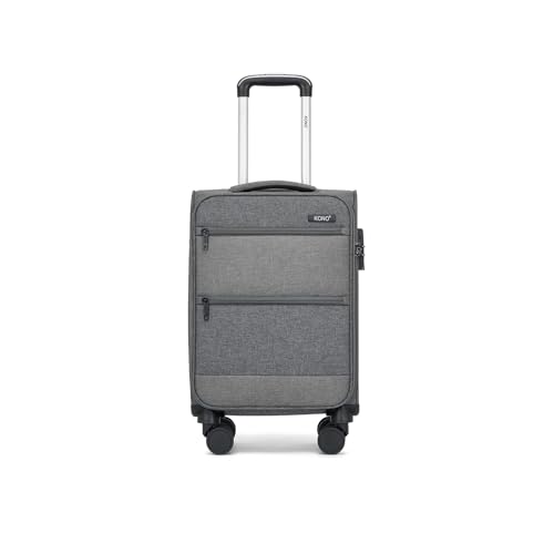 Kono 20 Inch Softside Carry On Luggage Airline Approved 20 Inch Spinner Wheels Lightweight Waterproof Suitcase with TSA Lock for Business Travel (Small, Grey)