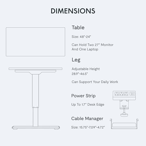 FLEXISPOT EN2 Whole-Piece Standing Desk with Clamp Power Strip, 55 x 28” Electric Stand Up Height Adjustable Desk with Cable Management (Black Frame + 55