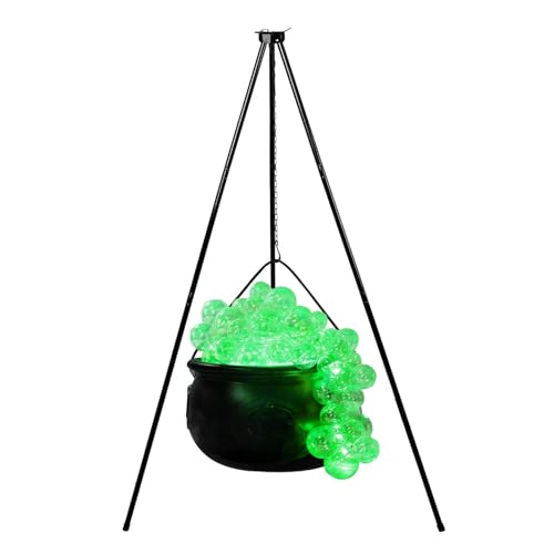 Witch Cauldron with Light-up Bubbles - Halloween Decorations Outdoor, 4.5FT Large Witch Cauldron on Tripod Scary Outside Decor for Yard, Porch, Party Props (Green)
